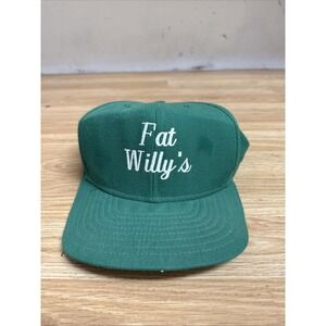 new era pro model vintage snapback Med-large Fat Willy's Green  hat Made In USA
